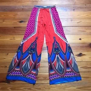 Flying Tomato Pants Jumpsuits Flying Tomato Red Orange Blue Pink Drawstring Waist Wide Leg Pants Euc S Poshmark